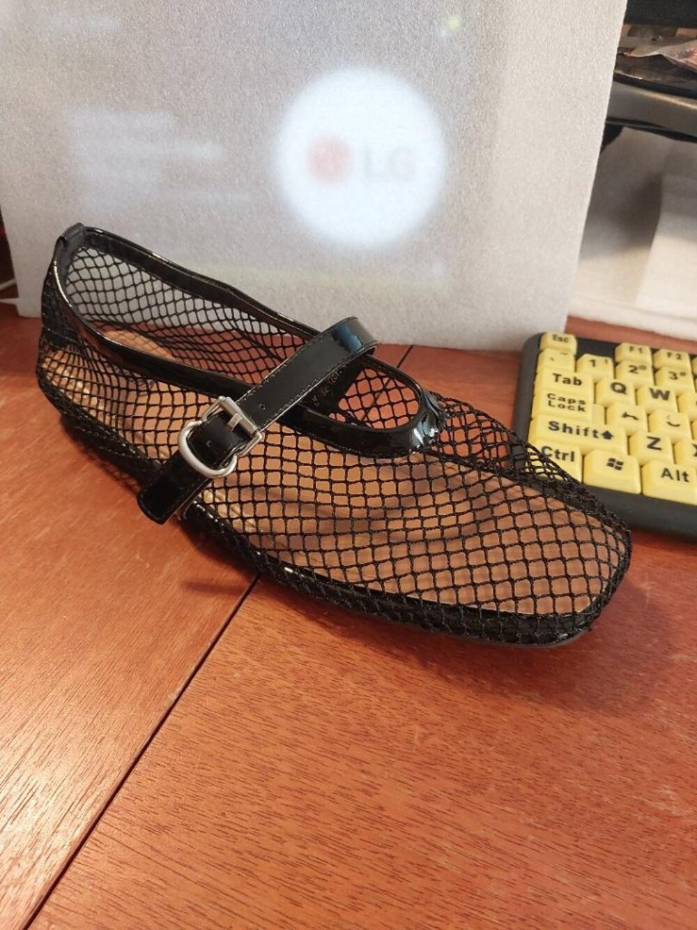 NEW ! Vivianly Mesh Fishnet Mary Jane Flat Black Size 12